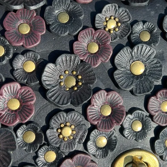 AUTH Vintage 1990-1993 Black Coach Pocket Purse 9755 Tea Rose Upcycle - Picture 6 of 12